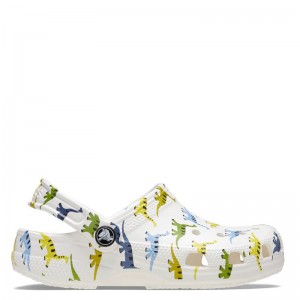 Crocs Kids Classic Character Print Clogs Dinosaur(209695-9DH)ΠΑΙΔΙΚΑ ΣΑΜΠΟ ΛΕΥΚΑ