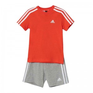 ADIDAS SPORTSWEAR Essentials 3-Stripes Tee and Shorts (IS2453)ΠΑΙΔΙΚΟ ΣΕΤ ΒΕΡΜΟΥΔΑ/T-SHIRT RED-GREY