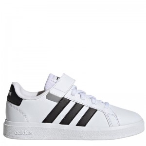 ADIDAS GRAND COURT COURT ELASTIC LACE AND TOP STRAP SHOES (GW6521)ΠΑΙΔΙΚΑ ΠΑΠΟΥΤΣΙΑ Cloud White / Core Black / Core Black