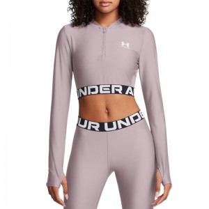 UNDER ARMOUR HeatGear Rib 1/4 Zip LS (1388692-015)ΓΥΝΑΙΚΕΙΑ TOP ΜΠΛΟΥΖΑ ΜΑΚΡΥΜΑΝΙΚΗ Tetra Gray/White