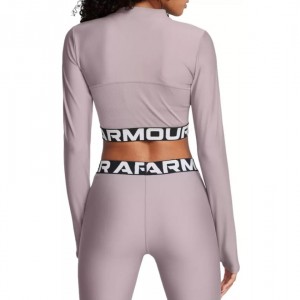 UNDER ARMOUR HeatGear Rib 1/4 Zip LS (1388692-015)ΓΥΝΑΙΚΕΙΑ TOP ΜΠΛΟΥΖΑ ΜΑΚΡΥΜΑΝΙΚΗ Tetra Gray/White