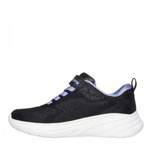 SKECHERS GORE AND STRAP SPARKLE MESH SNEAKER W/ SATIN OVERLAYS (303557L-BLK)ΠΑΙΔΙΚΑ ΠΑΠΟΥΤΣΙΑ ΜΑΥΡΟ/ΜΩΒ/ΛΕΥΚΟ