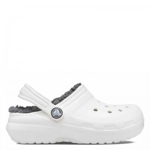 Crocs Classic Lined Clog K - White/Grey (207010-10M)Παιδικές Παντόφλες Λευκές Με Γουνα Crocs Classic Lined Clog K - White/Grey (207010-10M)Παιδικές Παντόφλες Λευκές Με Γουνα
