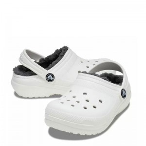 Crocs Classic Lined Clog K - White/Grey (207010-10M)Παιδικές Παντόφλες Λευκές Με Γουνα Crocs Classic Lined Clog K - White/Grey (207010-10M)Παιδικές Παντόφλες Λευκές Με Γουνα