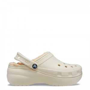 Crocs Classic Platform Lined Clog W - Bone (207938-2Y2)Σαμπό με Γούνα Μπεζ Crocs Classic Platform Lined Clog W - Bone (207938-2Y2)Σαμπό με Γούνα Μπεζ