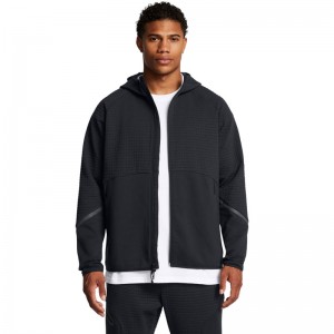 Under Armour  Unstoppable Flc Grid FZ (1386543-001)ΑΝΔΡΙΚΗ ΖΑΚΕΤΑ ΜΕ ΚΟΥΚΟΥΛΑ ΜΑΥΡΗ