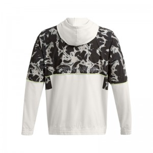 UNDER ARMOUR BASELINE PRTD WOVEN JACKET (1387573-114)ΑΝΔΡΙΚΗ ΖΑΚΕΤΑ ΜΕ ΚΟΥΚΟΥΛΑ White Clay/Retro Green/White Clay