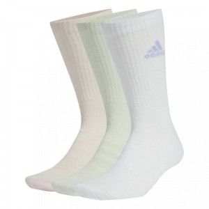 ADIDAS Cushioned Crew Socks 3 Pairs (IZ0161)ΑΘΛΗΤΙΚΕΣ ΚΑΛΤΣΕΣ 3 ΤΕΜΑΧΙΑ White / Sandy Pink / Linen Green