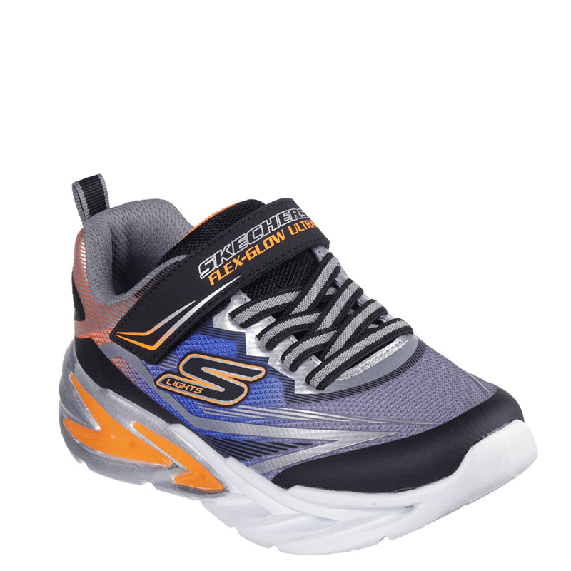 SKECHERS S Lights: Flex-Glow Ultra (400139L-BKSL)ΠΑΙΔΙΚΑ ΠΑΠΟΥΤΣΙΑ ΦΩΤΙΖΟΜΕΝΑ BLACK / SILVER