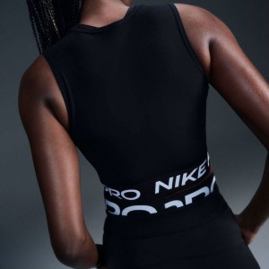 Nike Pro Dri-FIT Γυναικείο crop tank top (FZ3615-010)ΜΑΥΡΟ