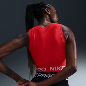 Nike Pro Dri-FIT Γυναικείο crop tank top (FZ3615-657)UNIVERSITY RED/WHITE