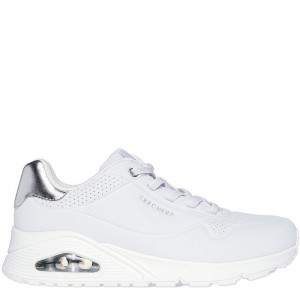 SKECHERS Uno - Shimmer Away (155196-WSL)Γυναικεία Sneakers Λευκό/Ασημι