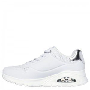 SKECHERS Uno - Shimmer Away (155196-WSL)Γυναικεία Sneakers Λευκό/Ασημι