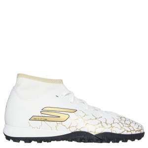 Skechers SKX_1.5 High JR Youth TF (252066L-WBGD)Παιδικά Ποδοσφαιρικά Παπούτσια με Σχάρα WHITE/BLACK/GOLD