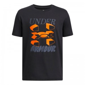 UNDER ARMOUR Boys Split Big Logo Short Sleeve (1390003-001)ΠΑΙΔΙΚΟ T-SHIRT Black/Blaze Orange UNDER ARMOUR Boys Split Big Logo Short Sleeve (1390003-001)ΠΑΙΔΙΚΟ T-SHIRT Black/Blaze Orange