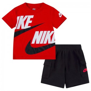 Nike Sportswear Cargo Shorts Set (86J213-023)ΠΑΙΔΙΚΟ ΣΕΤ ΜΑΥΡΟ/ΚΟΚΚΙΝΟ