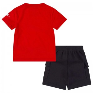 Nike Sportswear Cargo Shorts Set (86J213-023)ΠΑΙΔΙΚΟ ΣΕΤ ΜΑΥΡΟ/ΚΟΚΚΙΝΟ