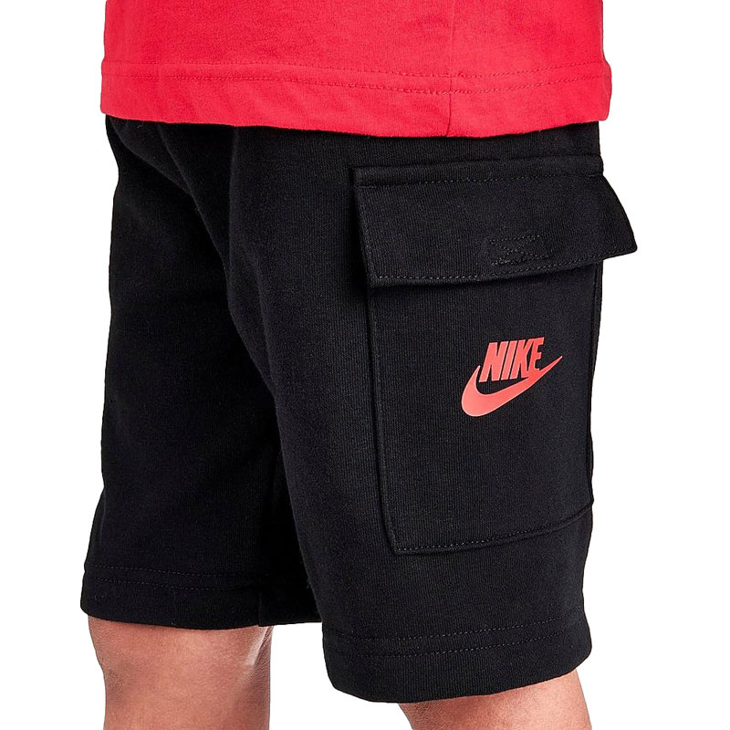 Nike Sportswear Cargo Shorts Set (86J213-023)ΠΑΙΔΙΚΟ ΣΕΤ ΜΑΥΡΟ/ΚΟΚΚΙΝΟ