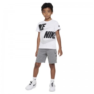 Nike Sportswear Cargo Shorts Set (86J213-GEH)ΠΑΙΔΙΚΟ ΣΕΤ ΓΚΡΙ/ΛΕΥΚΟ