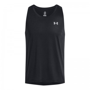 UNDER ARMOUR LAUNCH SINGLET  T-shirt (1382585-001)ΑΝΔΡΙΚΟ ΑΜΑΝΙΚΟ T-SHIRT ΜΑΥΡΟ