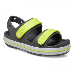 CROCS Crocband Cruiser Sandal K - Slate Grey/Acidity (209423-1NJ)ΠΑΙΔΙΚΑ ΣΑΝΔΑΛΙΑ ΓΚΡΙ