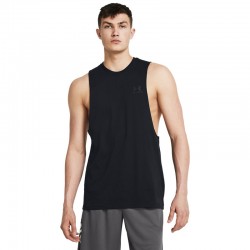 UNDER ARMOUR Left Chest Cut-Off (1329286-001)ΑΝΔΡΙΚΟ ΑΜΑΝΙΚΟ T-SHIRT ΜΑΥΡΟ