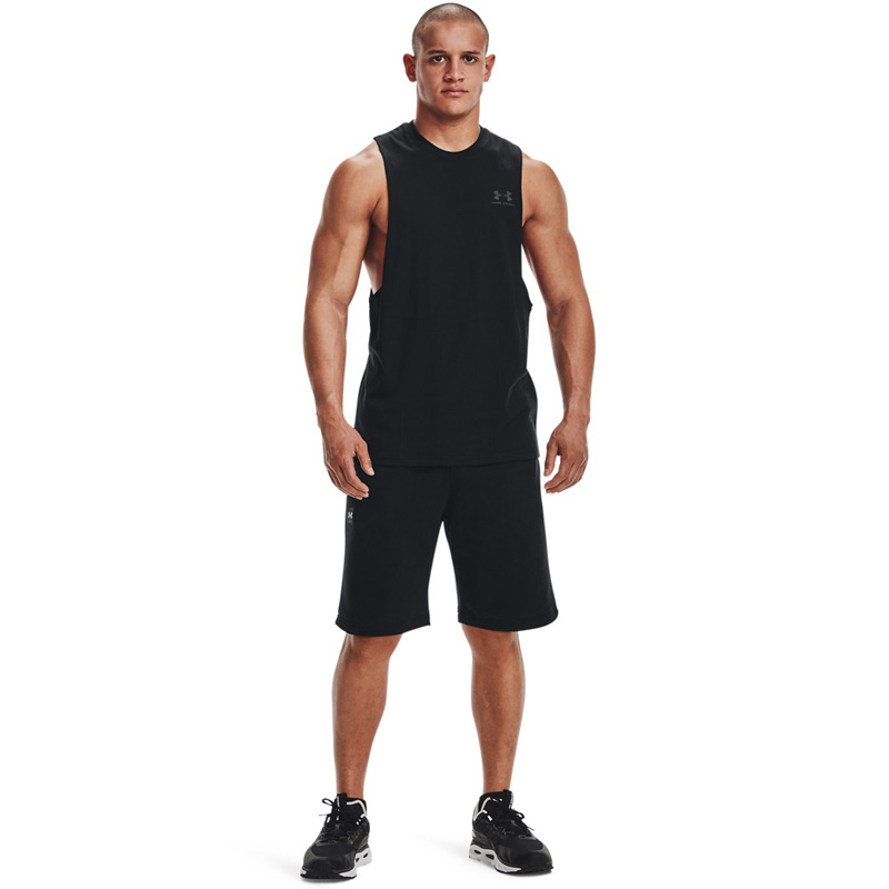 UNDER ARMOUR Left Chest Cut-Off (1329286-001)ΑΝΔΡΙΚΟ ΑΜΑΝΙΚΟ T-SHIRT ΜΑΥΡΟ
