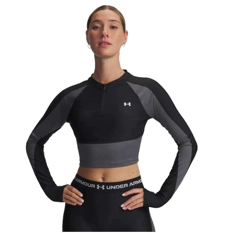 Under Armour Hg Rib Half Zip Sweatshirt (6003981-004)ΓΥΝΑΙΚΕΙΑ ΜΠΛΟΥΖΑ Black/Castlerock/White
