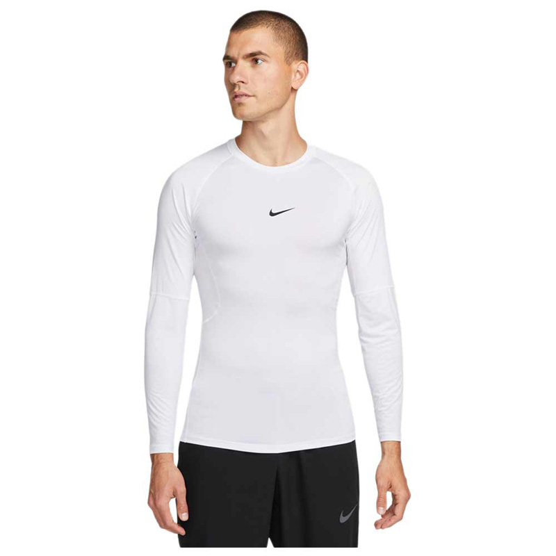 Nike Pro fitness Dri-FIT (FB7919-100)Ανδρική εφαρμοστή μακρυμάνικη μπλούζα ΛΕΥΚΗ