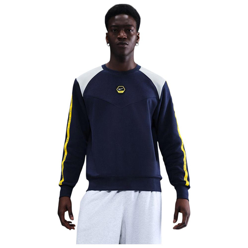 Nike Crew Fleece Sweatshirt (IH4286-410)Ανδρικό φούτερ MIDNIGHT NAVY/PURE PLATINUM
