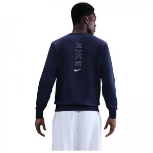 Nike Crew Fleece Sweatshirt (IH4286-410)Ανδρικό φούτερ MIDNIGHT NAVY/PURE PLATINUM Nike Crew Fleece Sweatshirt (IH4286-410)Ανδρικό φούτερ MIDNIGHT NAVY/PURE PLATINUM