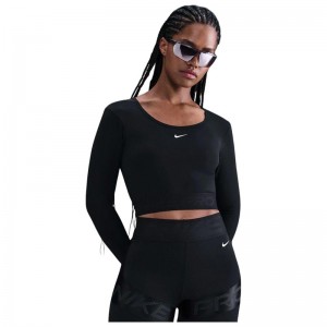 Nike Pro Dri-FIT (HV9992-010)Γυναικεία μακρυμάνικη crop μπλούζα ΜΑΥΡΗ
