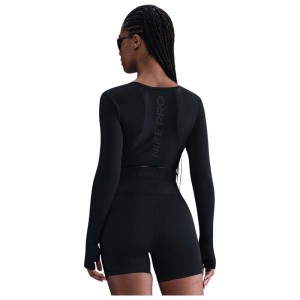 Nike Pro Dri-FIT (HV9992-010)Γυναικεία μακρυμάνικη crop μπλούζα ΜΑΥΡΗ