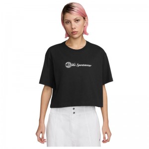 ΝΙΚΕ CLUB SPORTWEAR TEE (HV4947-010)ΓΥΝΑΙΚΕΙΟ T-SHIRT ΜΑΥΡΟ