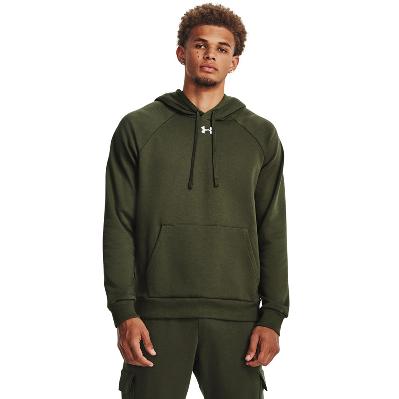 UNDER ARMOUR RIVAL FLEECE HOODIE (1379757-390)Ανδρικό Φούτερ με Κουκούλα και Τσέπες Marine OD Green//White