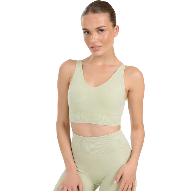 4F medium support sports bra for yoga and pilates (4FWAW25USBAF210-42Α)ΓΥΝΑΙΚΕΙΟ ΜΠΟΥΣΤΑΚΙ LIGHT GREEN ALLOVER
