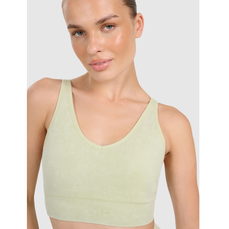 4F medium support sports bra for yoga and pilates (4FWAW25USBAF210-42Α)ΓΥΝΑΙΚΕΙΟ ΜΠΟΥΣΤΑΚΙ LIGHT GREEN ALLOVER