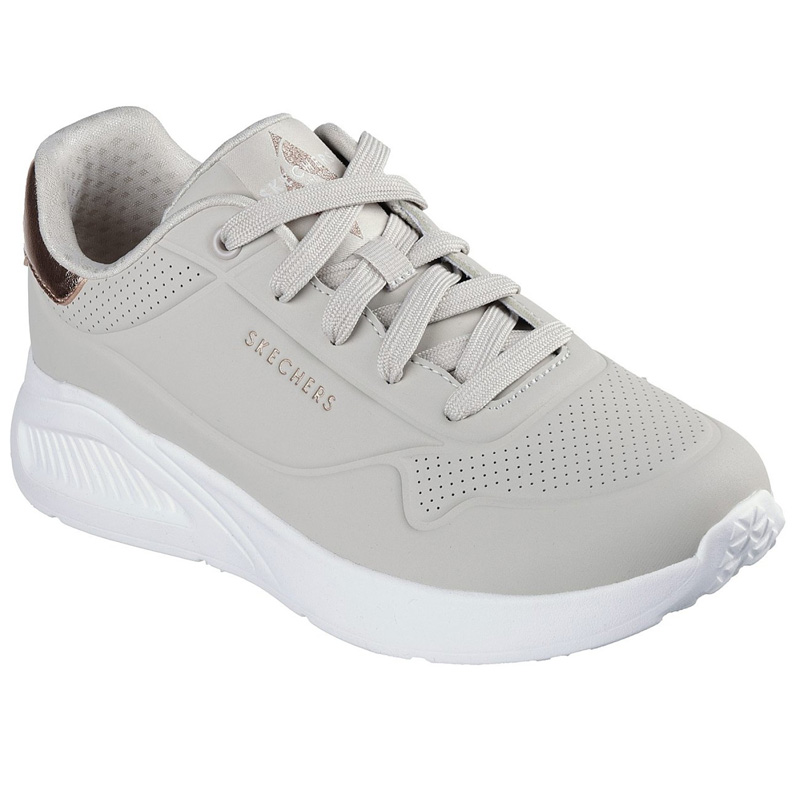 SKECHERS Uno Lite - Shimmer Along Slip-On (177291-NAT)ΓΥΝΑΙΚΕΙΑ ΠΑΠΟΥΤΣΙΑ ΜΠΕΖ/ΛΕΥΚΟ/ΧΡΥΣΟ