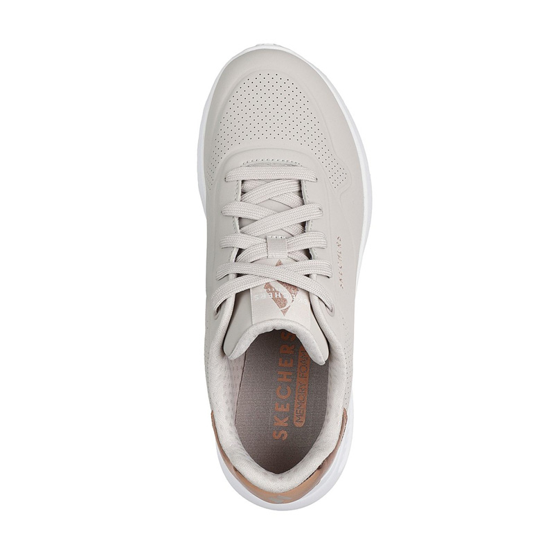 SKECHERS Uno Lite - Shimmer Along Slip-On (177291-NAT)ΓΥΝΑΙΚΕΙΑ ΠΑΠΟΥΤΣΙΑ ΜΠΕΖ/ΛΕΥΚΟ/ΧΡΥΣΟ
