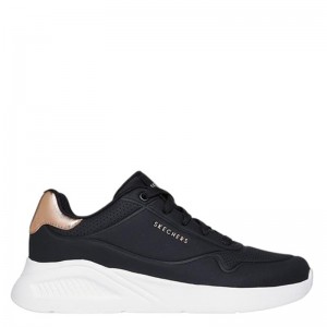 SKECHERS Uno Lite - Shimmer Along Slip-On (177291-BLK)ΓΥΝΑΙΚΕΙΑ ΠΑΠΟΥΤΣΙΑ ΜΑΥΡΟ/ΛΕΥΚΟ/ΧΡΥΣΟ