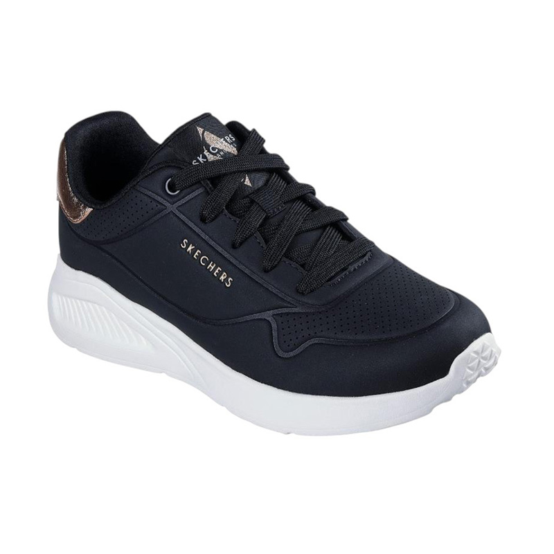 SKECHERS Uno Lite - Shimmer Along Slip-On (177291-BLK)ΓΥΝΑΙΚΕΙΑ ΠΑΠΟΥΤΣΙΑ ΜΑΥΡΟ/ΛΕΥΚΟ/ΧΡΥΣΟ