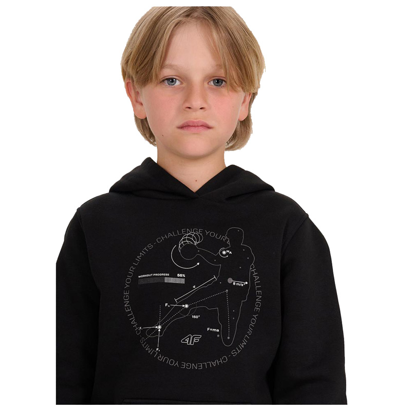 4F SWEATSHIRT KIDS (4FJWAW25TSWSM1958-20S)ΠΑΙΔΙΚΗ ΦΟΥΤΕΡ ΜΠΛΟΥΖΑ ΜΕ ΚΟΥΚΟΥΛΑ ΜΑΥΡΗ