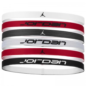 JORDAN ELASTIC SPORT HEADBANDS 6 PK PRINTED (J.101.1996-117)ΑΘΛΗΤΙΚΑ ΠΕΡΙΜΕΤΩΠΙΑ 6 ΤΕΜΑΧΙΑ WHITE/GYM RED/BLACK