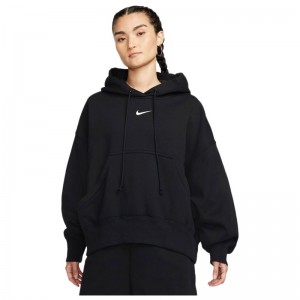 Nike Sportswear Phoenix Fleece (DQ5858-010)Γυναικείο φούτερ με κουκούλα σε εξαιρετικά φαρδιά γραμμή Μαυρο