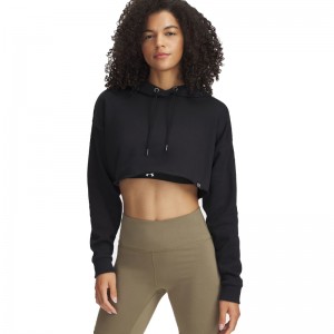 Under Armour Icon Terry Crop Hoodie Γυναικείο (1389640 001) Μαύρο