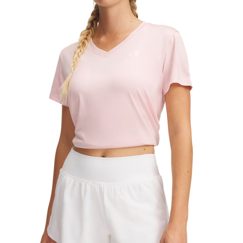 UNDER ARMOUR TECH TWIST SHORT-SLEEVED V-NECK TRAINING TOP (1384227-647)ΓΥΝΑΙΚΕΙΟ T-SHIRT ΡΟΖ