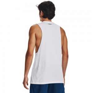 UNDER ARMOUR Left Chest Cut-Off (1329286-100)ΑΝΔΡΙΚΟ ΑΜΑΝΙΚΟ T-SHIRT ΛΕΥΚΟ