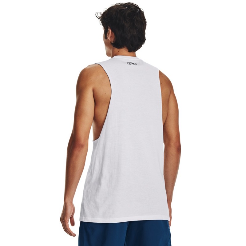 UNDER ARMOUR Left Chest Cut-Off (1329286-100)ΑΝΔΡΙΚΟ ΑΜΑΝΙΚΟ T-SHIRT ΛΕΥΚΟ