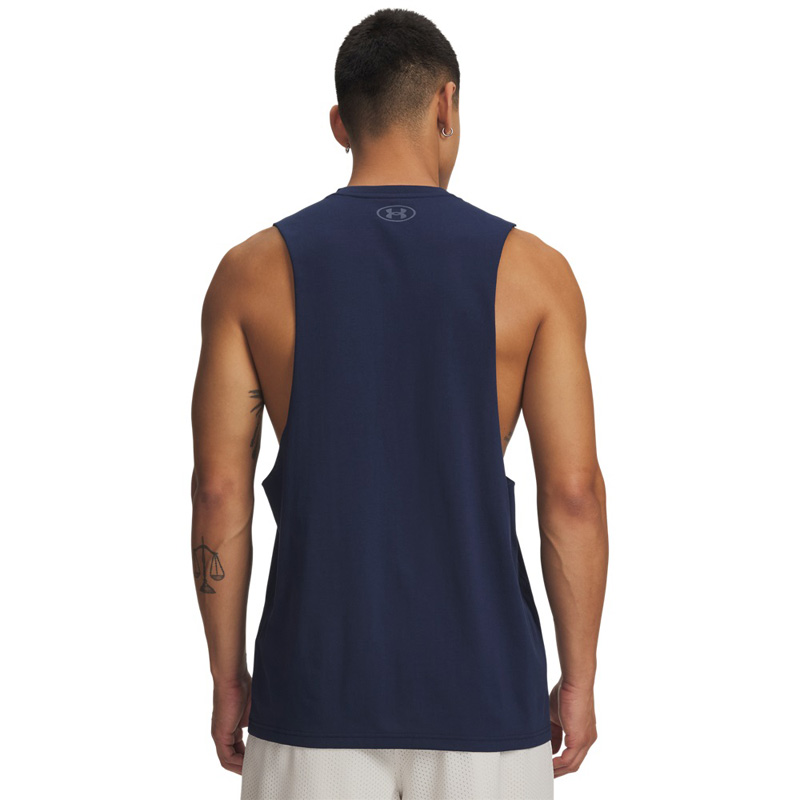 UNDER ARMOUR Left Chest Cut-Off (1329286-409)ΑΝΔΡΙΚΟ ΑΜΑΝΙΚΟ T-SHIRT ΜΠΛΕ