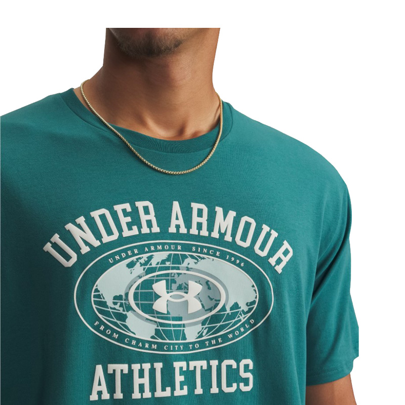 UNDER ARMOUR  Globe Short-Sleeve T-Shirt (6009261-338)ΑΝΔΡΙΚΟ T-SHIRT Rack Green/Summit White